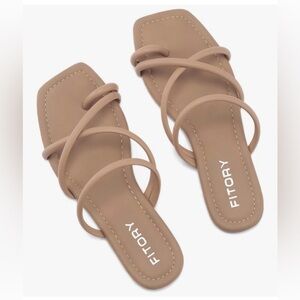FITORY Women's Slide Sandals Flat Toe Ring Thongs with Cross Strap for Summer